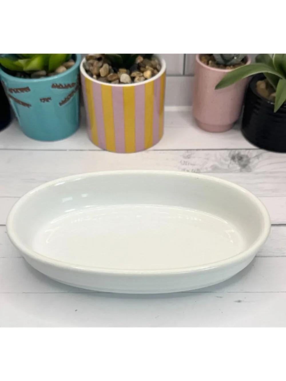 White Ceramic Serving Oval Bowl